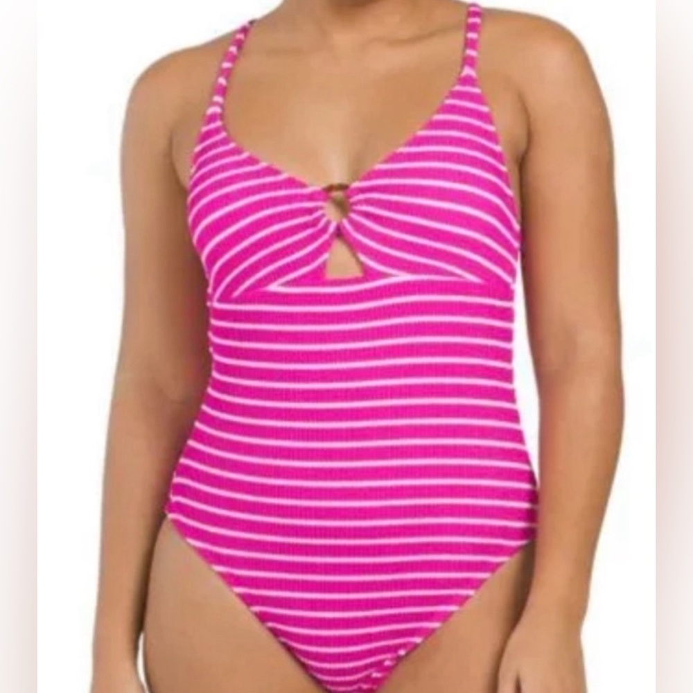Pink Striped Swimsuit